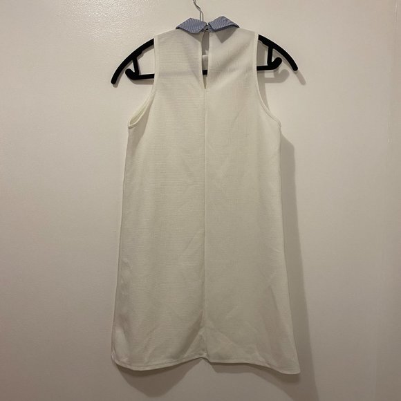 Zara Trafaluc; Small; White shirt dress with blue strip collar - Picture 2 of 4